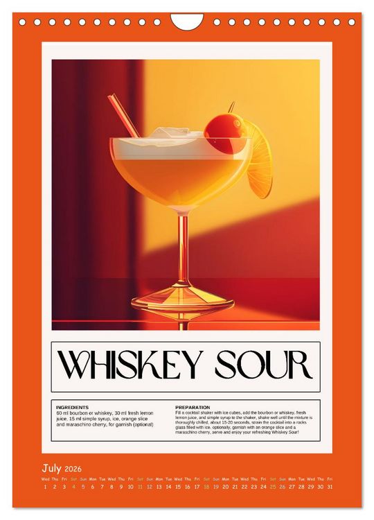 Produktbild: Classic Cocktails (Wall Calendar 2026 DIN A4 portrait), CALVENDO 12 Month Wall Calendar