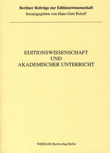 Produktbild: Editionswissenschaft und akademischer Unterricht