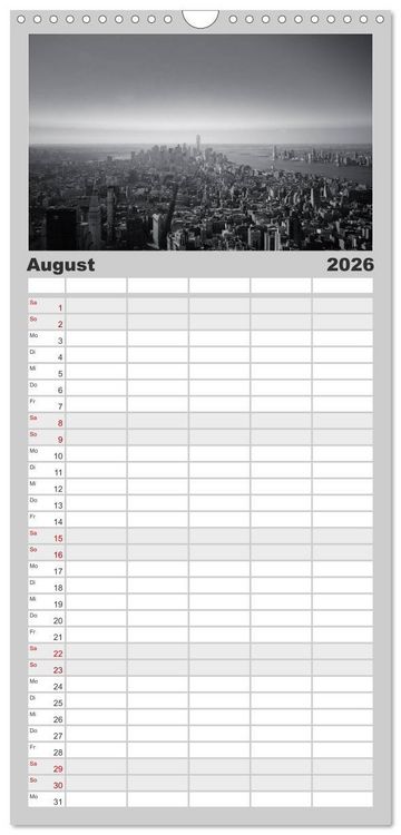 Produktbild: Familienplaner 2026 - New York in schwarz weiss mit 5 Spalten (Wandkalender, 21 x 45 cm) CALVENDO