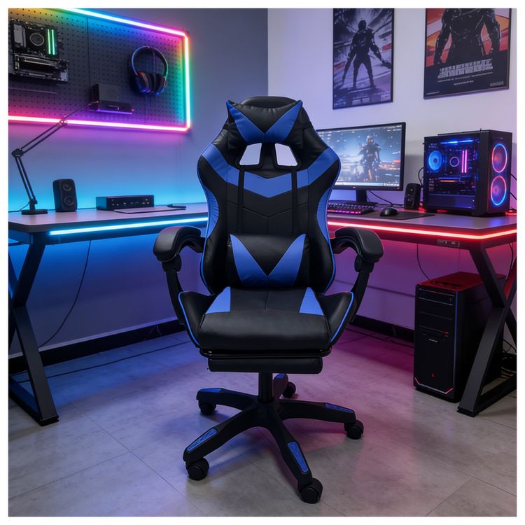 Produktbild: HTI-Living Gaming Stuhl Krit Eco Schwarz-Blau B&uuml;rostuhl Drehstuhl Schreibtischstuhl