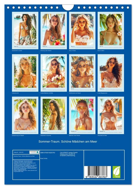 Produktbild: Sommer-Traum. Sch&ouml;ne M&auml;dchen am Meer (Wandkalender 2026 DIN A4 hoch), CALVENDO Monatskalender