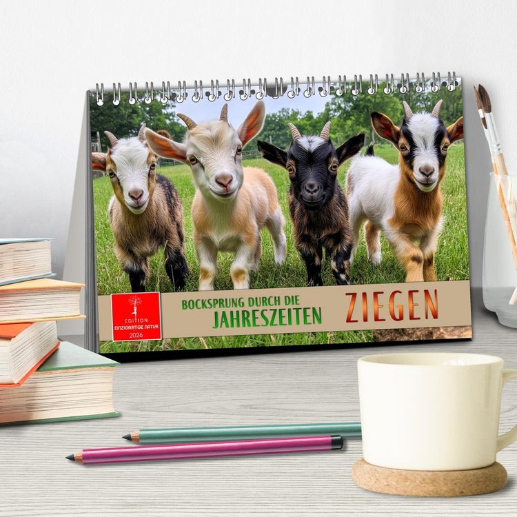 Produktbild: Ziegen - Bocksprung durch das Jahr (Tischkalender 2026 DIN A5 quer), CALVENDO Monatskalender