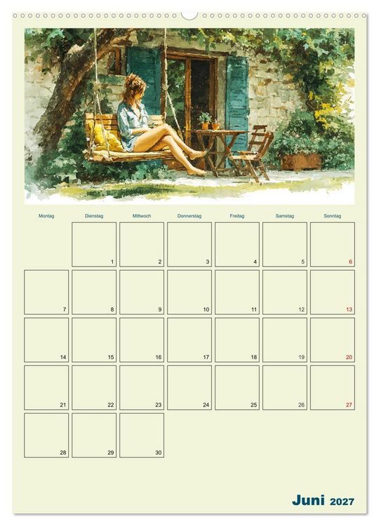 Produktbild: Frauen im Garten. Poesie im Aquarell-Stil (Wandkalender 2027 DIN A2 hoch), CALVENDO Monatskalender