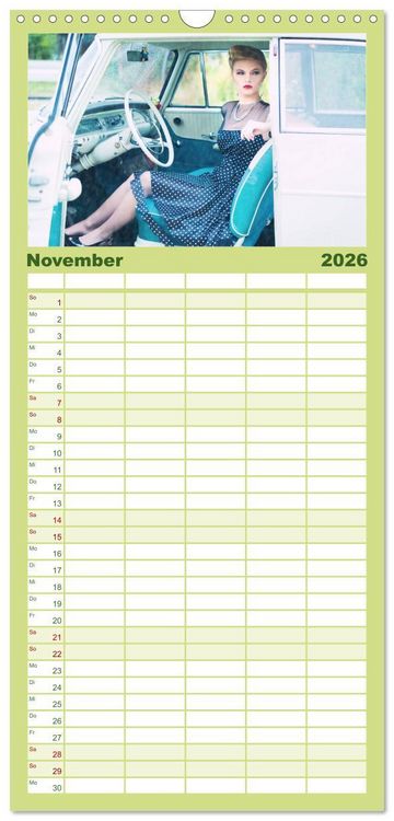 Produktbild: Familienplaner 2026 - Rockabilly - Back to the 50s mit 5 Spalten (Wandkalender, 21 x 45 cm) CALVENDO