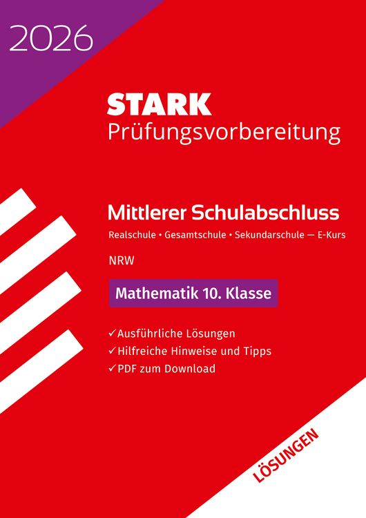 Produktbild: STARK Lösungen zu Mathematik E-Kurs - Mittlerer Schulabschluss (MSA) 2026 NRW Realschule/Gesamtschule/Sekundarschule - Prüfungsvorbereitung