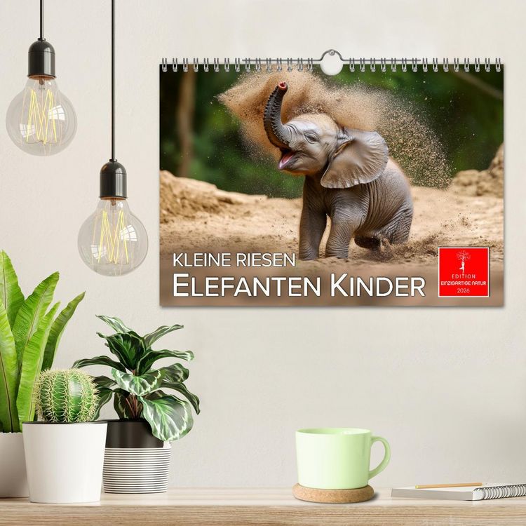 Produktbild: Elefanten Kinder - kleine Riesen (Wandkalender 2026 DIN A4 quer), CALVENDO Monatskalender