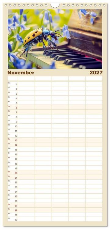 Produktbild: Familienplaner 2027 - Konzert der Natur - Insekten spielen Musikinstrumente mit 5 Spalten (Wandkalender, 21 x 45 cm) CALVENDO