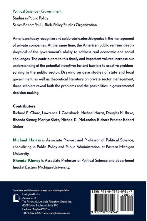 Produktbild: Innovation and Entrepreneurship in State and Local Government