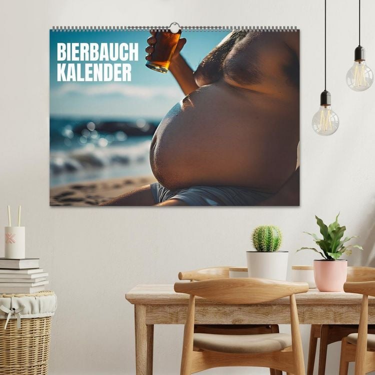 Produktbild: Lustige Kalender M&auml;nner mit Bierb&auml;uchen - Bierbauch Kalender Geschenk f&uuml;r Kollegen, Freunde & Party-Liebhaber Wandkalender (Wandkalender 2027 DIN A2 quer), CALVENDO Monatskalender