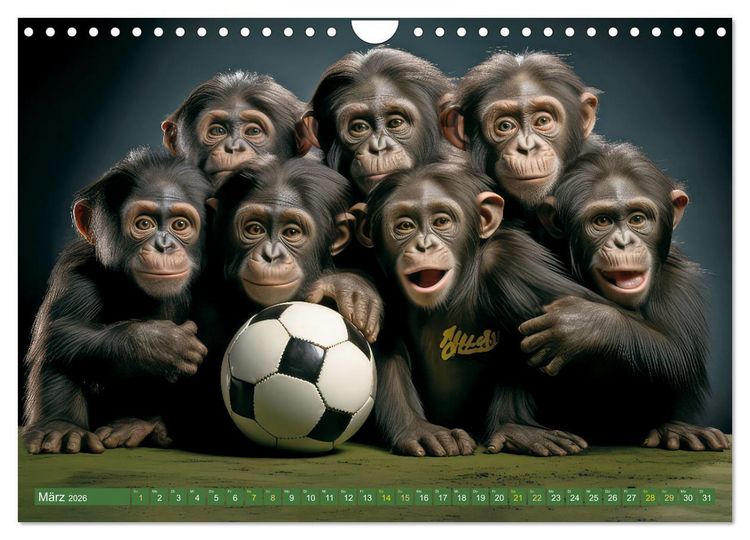 Produktbild: Fu&szlig;ballfieber bei den Babyaffen (Wandkalender 2026 DIN A4 quer), CALVENDO Monatskalender