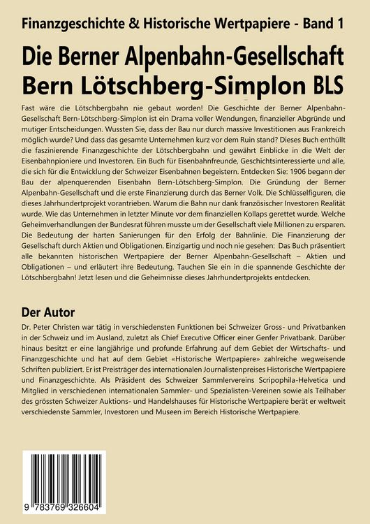 Produktbild: Die Berner Alpenbahn-Gesellschaft Bern-L&ouml;tschberg-Simplon BLS