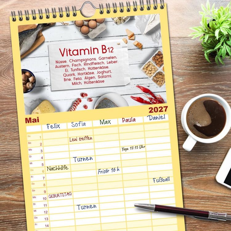 Produktbild: Familienplaner 2027 - Vitalstoffe - fit essen mit 5 Spalten (Wandkalender, 21 x 45 cm) CALVENDO
