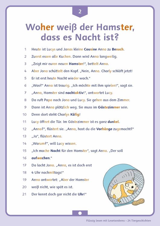 Produktbild: Fl&uuml;ssig lesen mit Lesetandems &ndash; 24 Tiergeschichten, Klasse 3/4