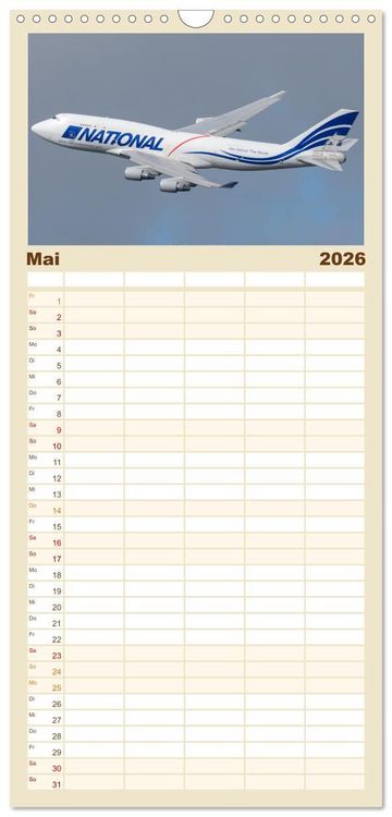 Produktbild: Familienplaner 2026 - Boeing 747 Kalender mit 5 Spalten (Wandkalender, 21 x 45 cm) CALVENDO