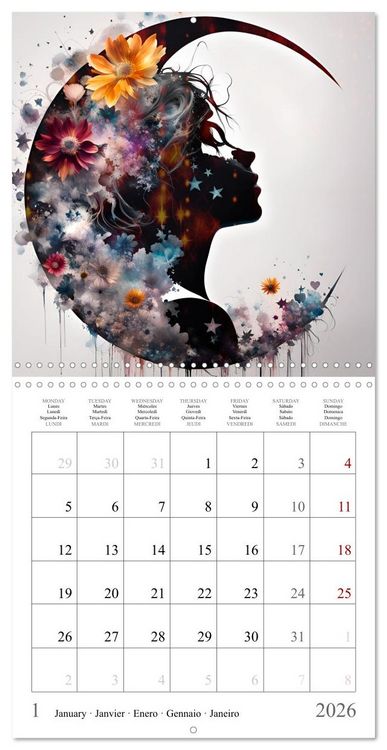 Produktbild: Silhouettes myst&eacute;rieuses (Calendrier mural carr&eacute; 2026 30x30 cm) Calendrier double avec une page pour vos prises de notes