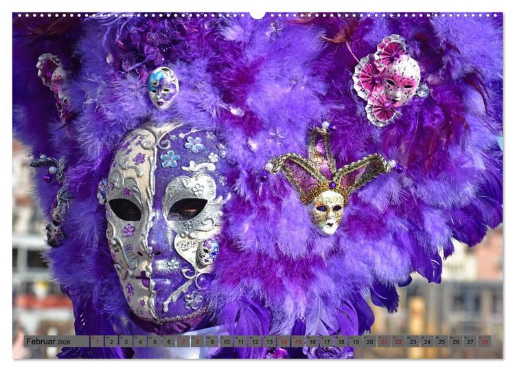 Produktbild: BUNT . PR&Auml;CHTIG . FARBENFROH . Das ist der Karneval in Venedig (Wandkalender 2026 DIN A2 quer), CALVENDO Monatskalender