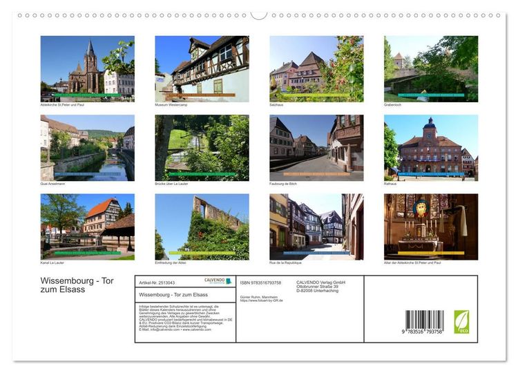 Produktbild: Wissembourg - Tor zum Elsass (hochwertiger Premium Wandkalender 2027 DIN A2 quer), Kunstdruck in Hochglanz