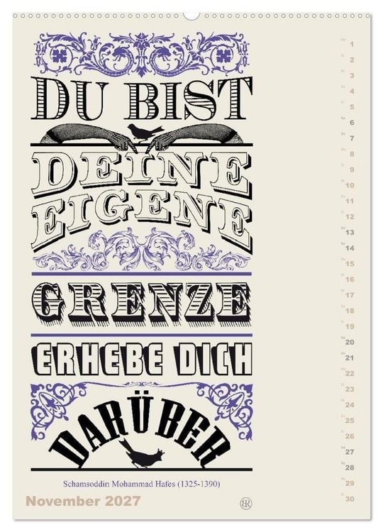 Produktbild: Die sch&ouml;nsten Lebensweisheiten Typo - Kalender (hochwertiger Premium Wandkalender 2027 DIN A2 hoch), Kunstdruck in Hochglanz