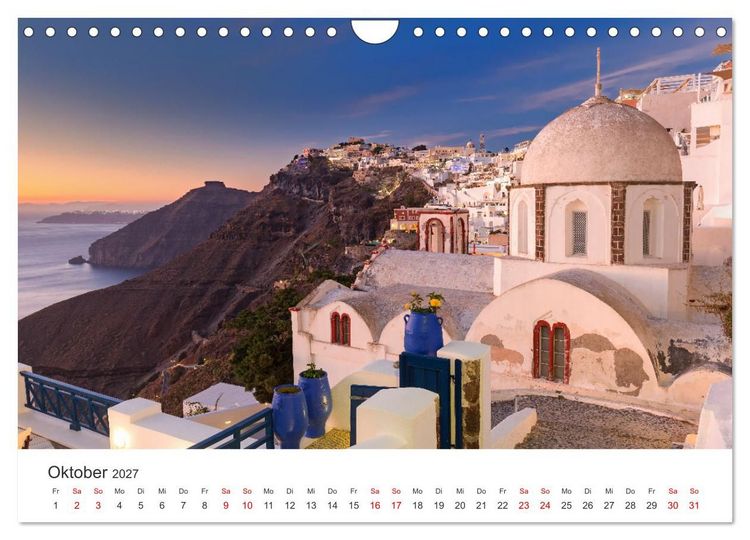Produktbild: Santorini Fira & Firostefani (Wandkalender 2027 DIN A4 quer), CALVENDO Monatskalender