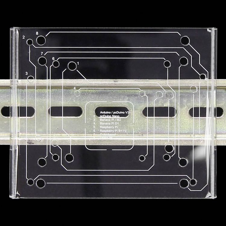 Produktbild: Raspberry Pi&reg; Joy-it RB-DIN-Rail DIN-Rail-Halterung Passend f&uuml;r (Entwicklungskits): Arduino, Banana Pi, BeagleBoard, BeagleBone