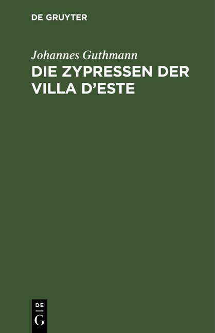 Produktbild: Die Zypressen der Villa d'Este