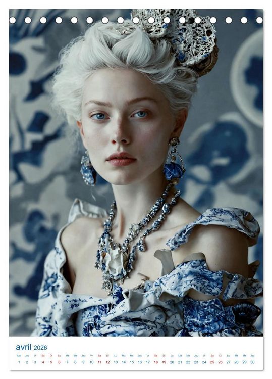 Produktbild: Muses de Porcelaine (Calendrier de bureau 2026 DIN A5 horizontal), CALVENDO calendrier mensuel
