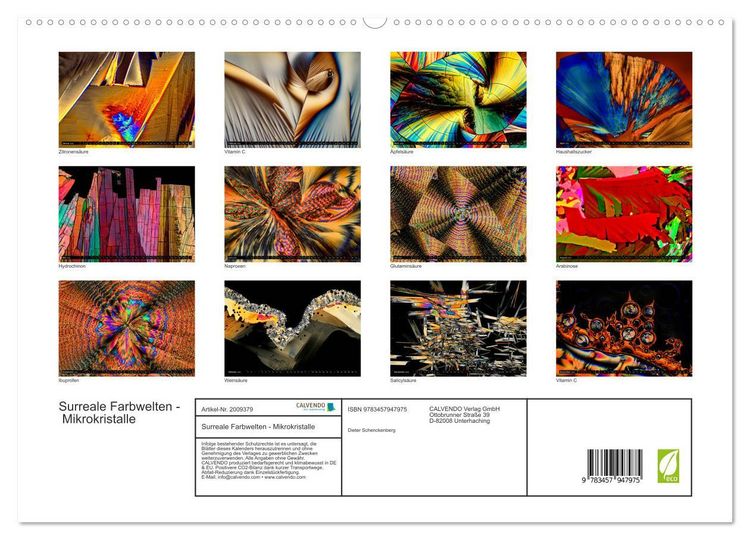Produktbild: Surreale Farbwelten - Mikrokristalle (hochwertiger Premium Wandkalender 2026 DIN A2 quer), Kunstdruck in Hochglanz
