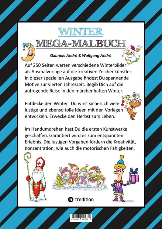 Produktbild: Mega Malbuch - M&auml;rchenhafte Wintermotive - Lustige Ausmalvorlagen - Winterlandschaft - Sport - Tiere - H&auml;user