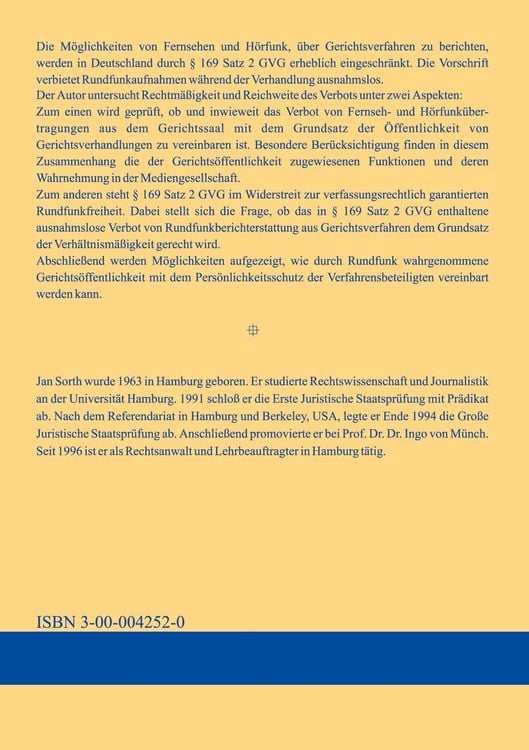 Produktbild: Rundfunkberichterstattung aus Gerichtsverfahren