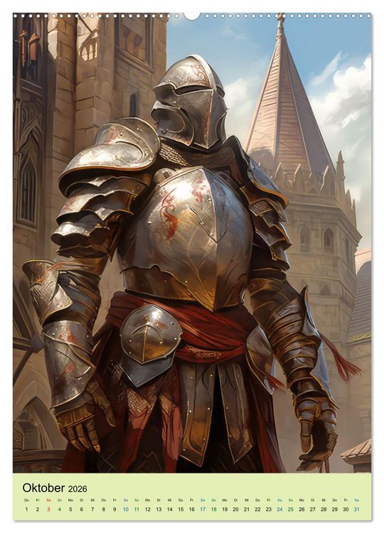 Produktbild: Drachen und stolze Ritter (hochwertiger Premium Wandkalender 2026 DIN A2 hoch), Kunstdruck in Hochglanz