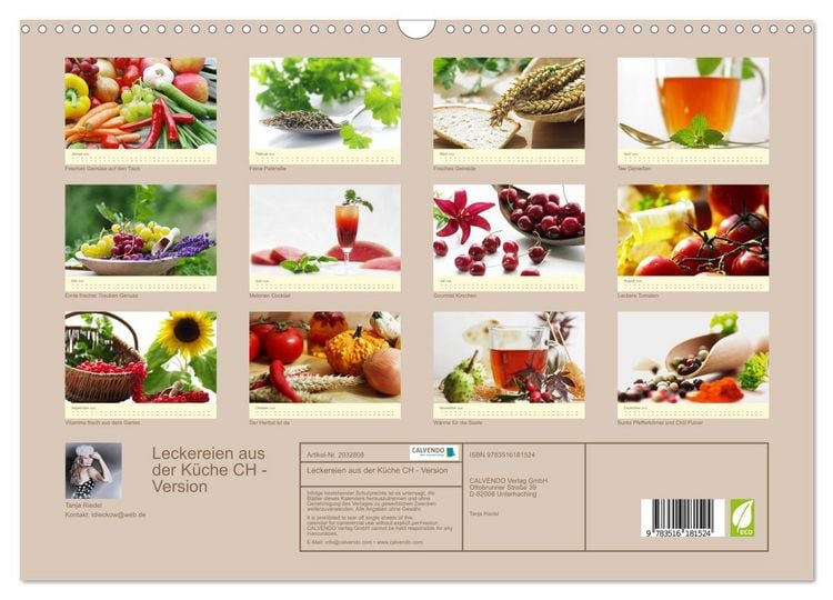 Produktbild: Leckereien aus der K&uuml;che CH - Version (Wandkalender 2026 DIN A3 quer), CALVENDO Monatskalender