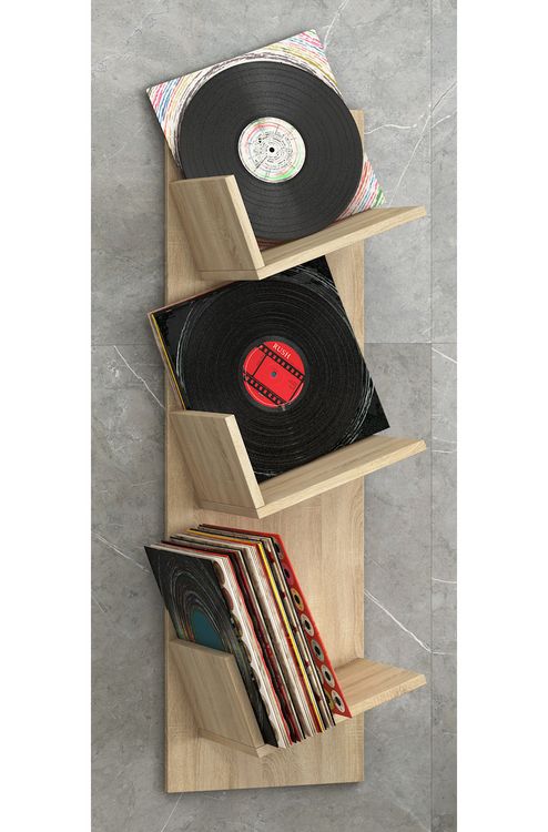 Produktbild: Holz B&uuml;cher Schallplatten LP H&auml;nge Wandregal Sulda