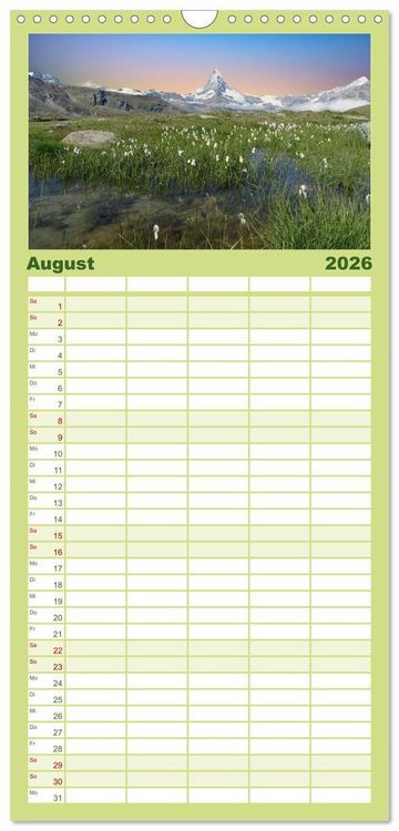 Produktbild: Familienplaner 2026 - MATTERHORN Impressionen mit 5 Spalten (Wandkalender, 21 x 45 cm) CALVENDO