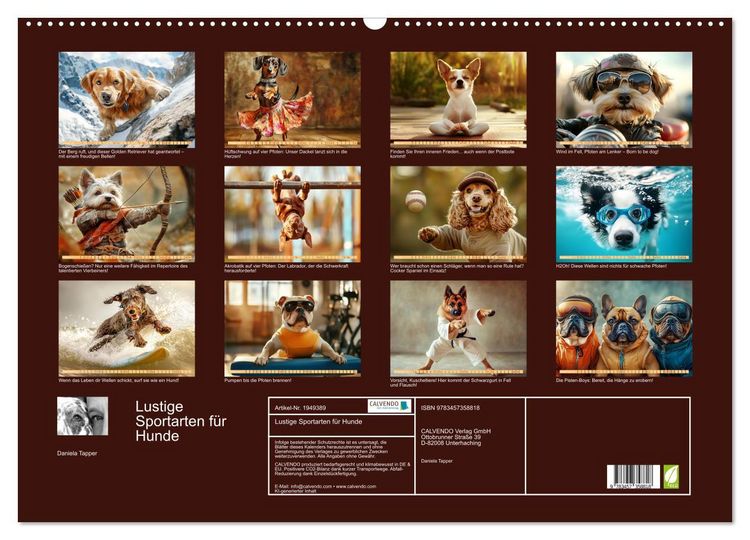 Produktbild: Lustige Sportarten f&uuml;r Hunde (Wandkalender 2026 DIN A2 quer), CALVENDO Monatskalender
