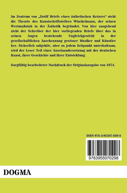 Produktbild: Zw&ouml;lf Briefe eines &auml;sthetischen Ketzers