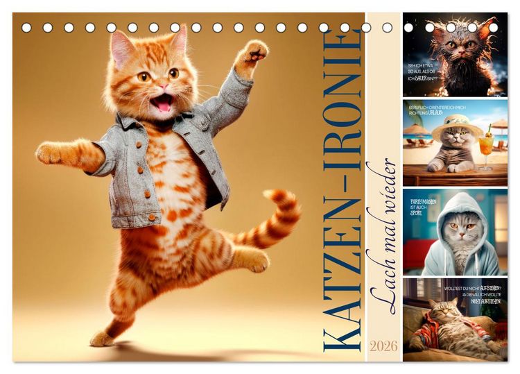Produktbild: KATZEN-IRONIE Lach mal wieder (Tischkalender 2026 DIN A5 quer), CALVENDO Monatskalender