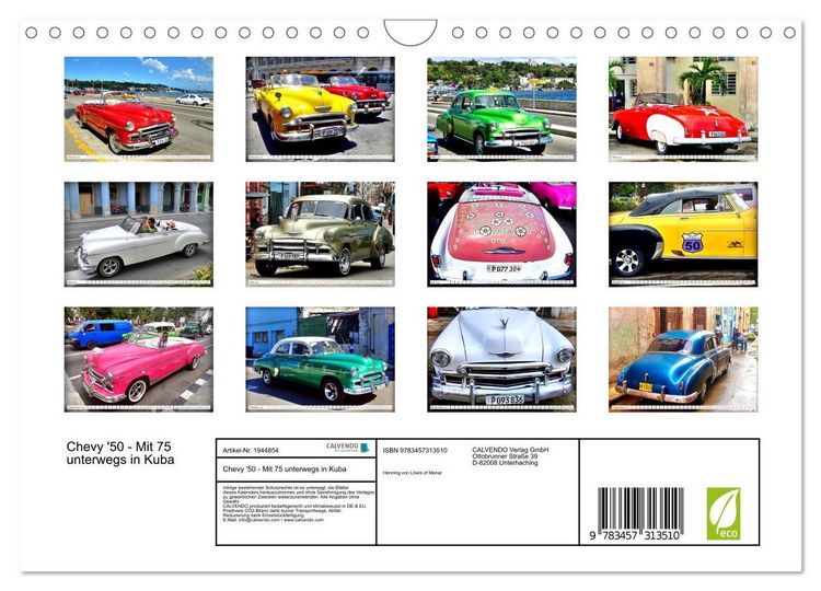 Produktbild: Chevy '50 - Mit 75 unterwegs in Kuba (Wandkalender 2026 DIN A4 quer), CALVENDO Monatskalender