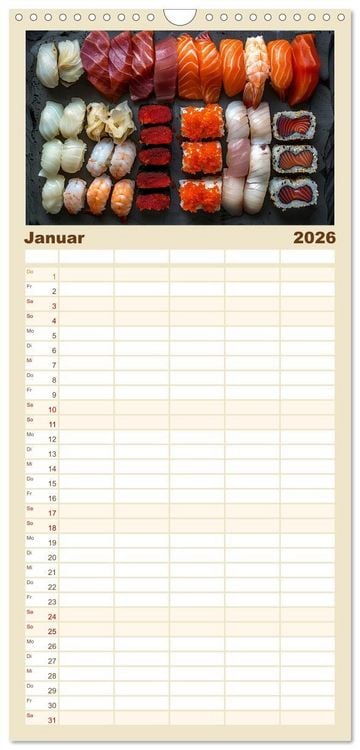 Produktbild: Familienplaner 2026 - Sushi Zauber mit 5 Spalten (Wandkalender, 21 x 45 cm) CALVENDO