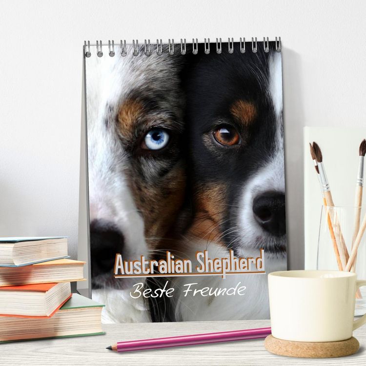 Produktbild: Australian Shepherd - Beste Freunde (Tischkalender 2026 DIN A5 hoch), CALVENDO Monatskalender