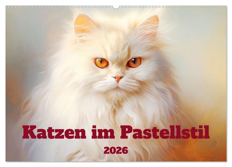 Produktbild: Katzen im Pastellstil (Wandkalender 2026 DIN A2 quer), CALVENDO Monatskalender
