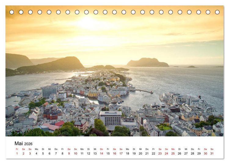 Produktbild: Hurtigruten - Bezaubernde Sch&ouml;nheit der norwegischen K&uuml;ste (Tischkalender 2026 DIN A5 quer), CALVENDO Monatskalender