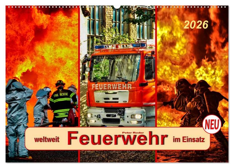 Produktbild: Feuerwehr - weltweit im Einsatz (Wandkalender 2026 DIN A2 quer), CALVENDO Monatskalender