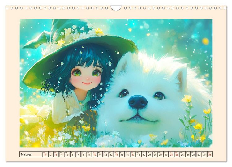 Produktbild: Kleine Hexen. Zauberhafte M&auml;dchen mit magischen Kr&auml;ften (Wandkalender 2026 DIN A3 quer), CALVENDO Monatskalender