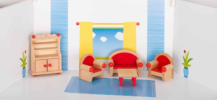 Bild vom Artikel Goki Puppenmöbel Wohnzimmer für Puppenhaus vom Autor 