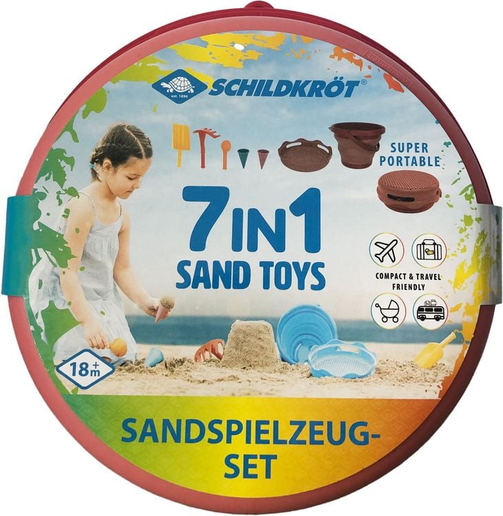 Produktbild: Schildkr&ouml;t Funsports - 7in1 Sand Toys Falteimer Set - rot