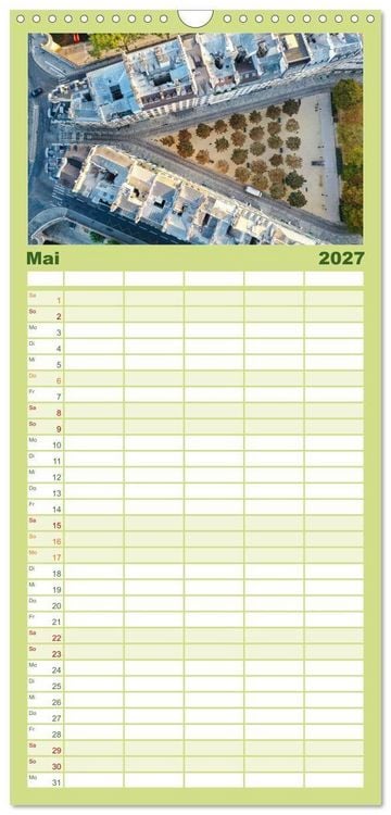 Produktbild: Familienplaner 2027 - Bonjour Paris mit 5 Spalten (Wandkalender, 21 x 45 cm) CALVENDO