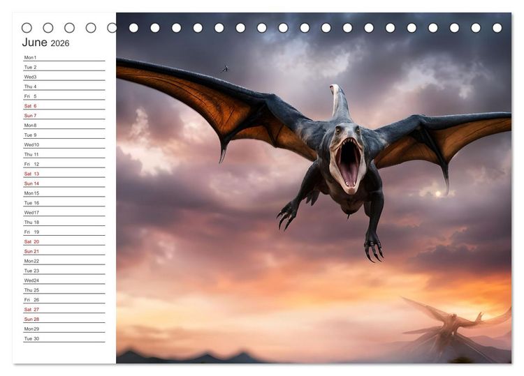 Produktbild: AI Dino Delights Mesmerizing Views of Prehistoric Life (Desk Calendar 2026 DIN A5 landscape), CALVENDO 12 Month DeskCalendar