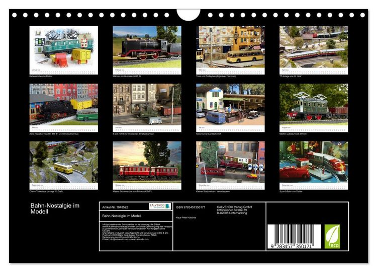 Produktbild: Bahn-Nostalgie im Modell (Wandkalender 2026 DIN A4 quer), CALVENDO Monatskalender