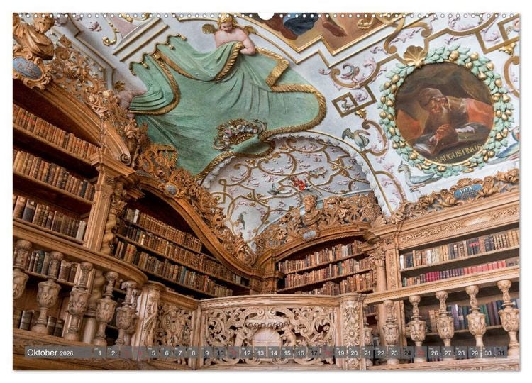 Produktbild: Kloster Waldsassen Stiftsbibliothek (hochwertiger Premium Wandkalender 2026 DIN A2 quer), Kunstdruck in Hochglanz