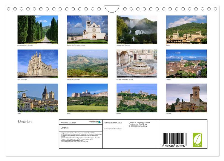 Produktbild: Umbrien (Wandkalender 2026 DIN A4 quer), CALVENDO Monatskalender